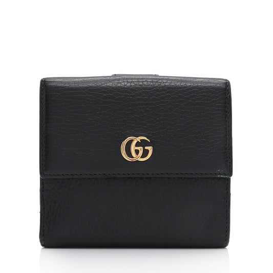 Gucci Pebbled Leather GG Marmont French Wallet (SHF-t6gHZo)