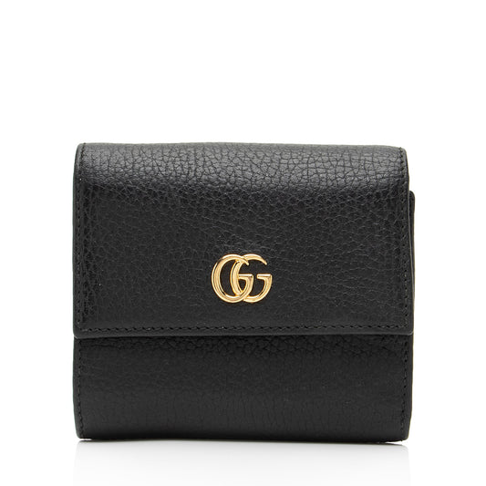 Gucci Pebbled Leather GG Marmont Small Tri-Fold Wallet (SHF-23499)