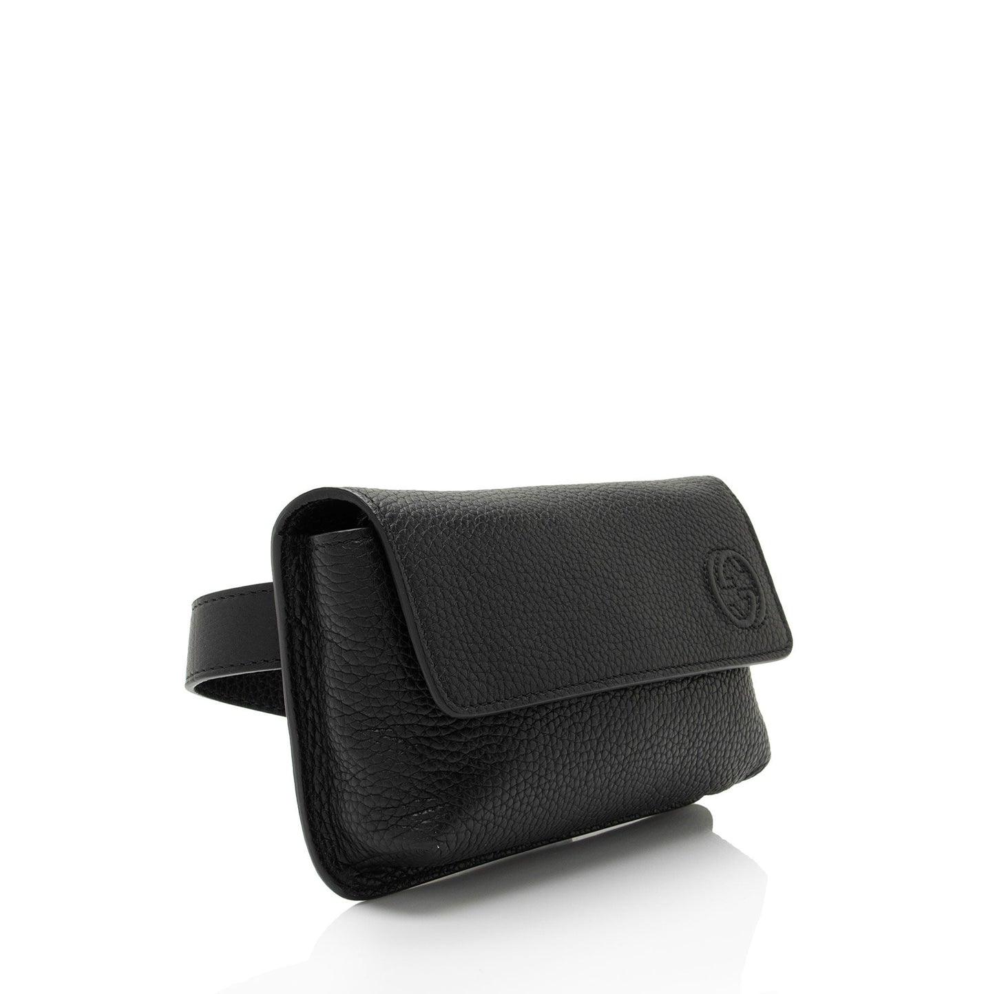 Gucci Pebbled Leather Soho Flap Belt Bag (SHF-Q9D7sL)