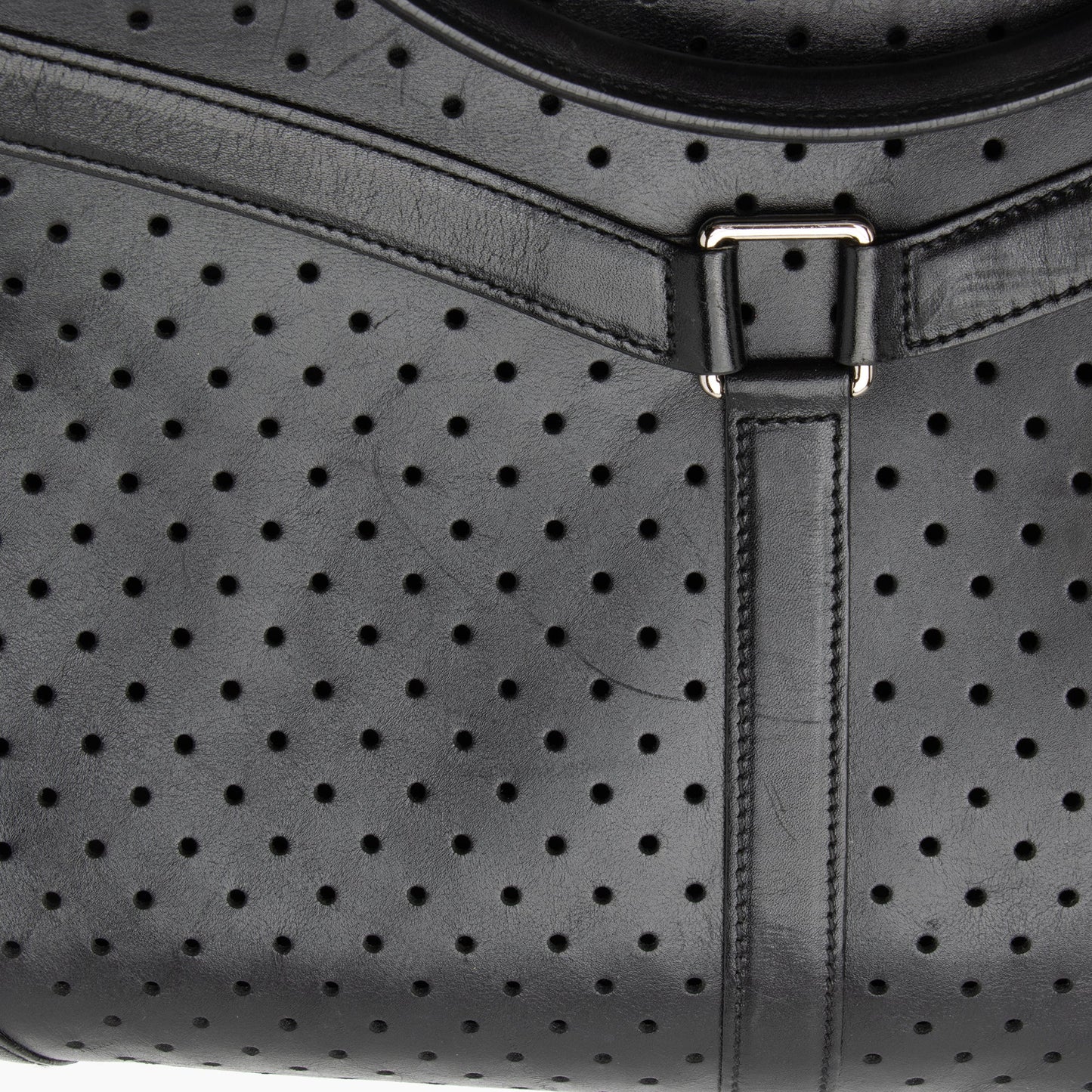 Gucci Perforated Leather Interlocking G Reins Satchel (SHF-23526)