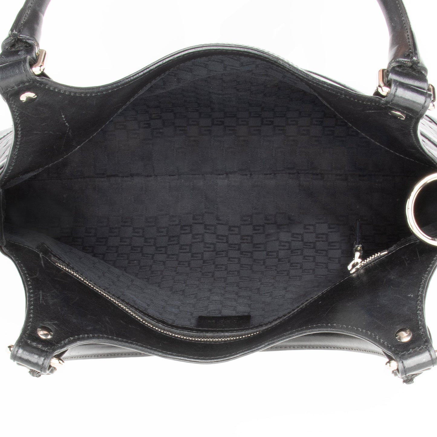 Gucci Perforated Leather Interlocking G Reins Satchel (SHF-23526)