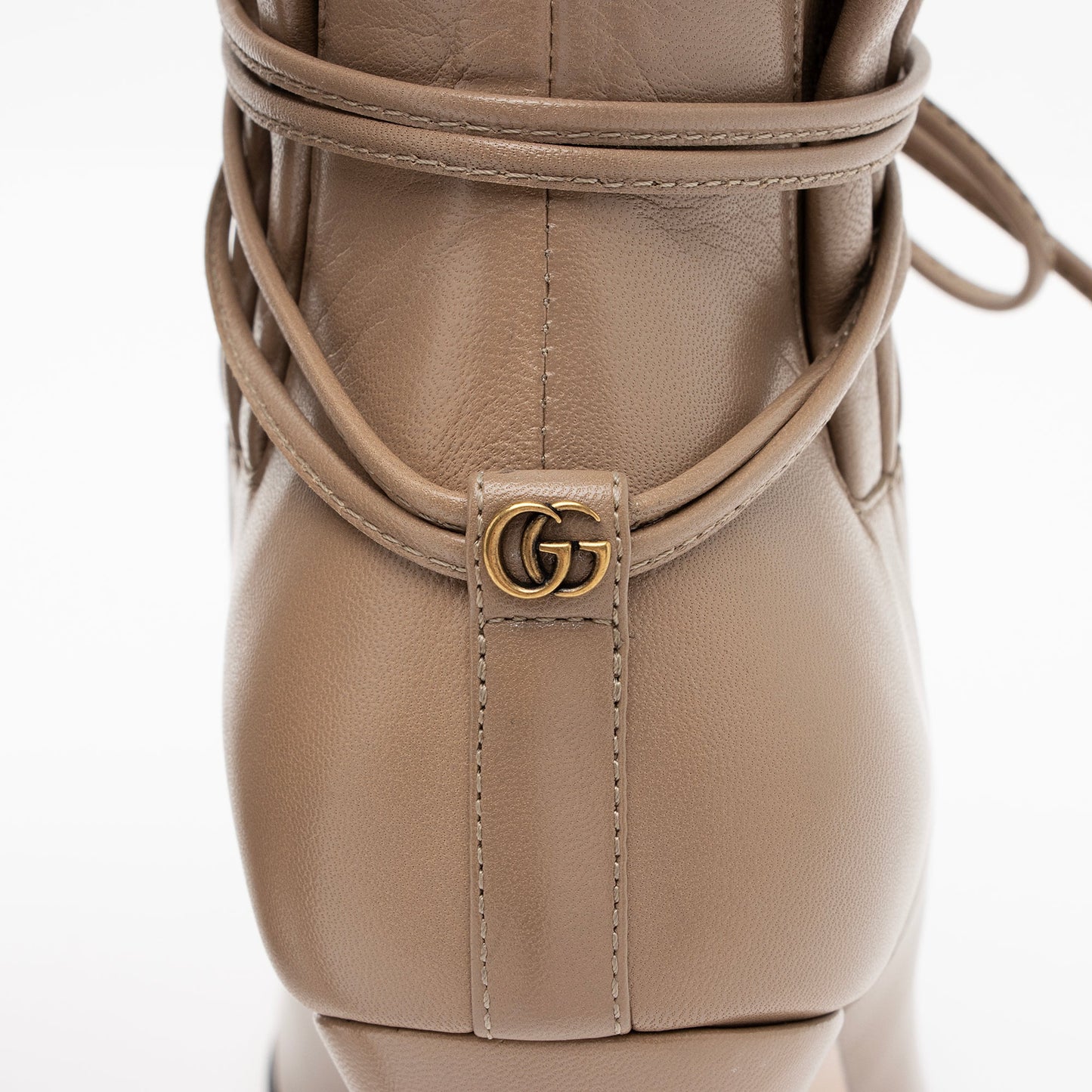 Gucci Pleated Leather Indya Ankle Boots - Size 7 / 37 (SHF-23644)