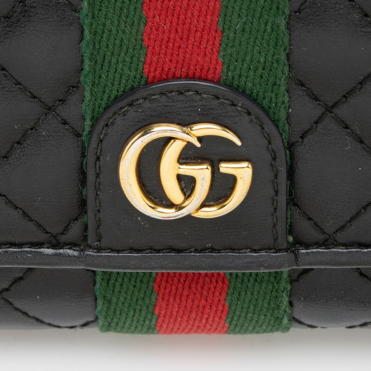 Gucci Quilted Leather GG Marmont Web Trapuntata Continental Wallet