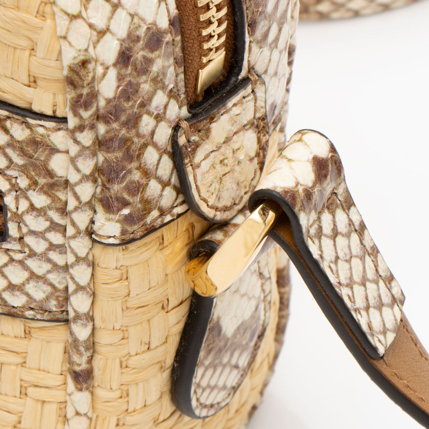 Gucci Raffia Snakeskin Ophidia Mini Shoulder Bag