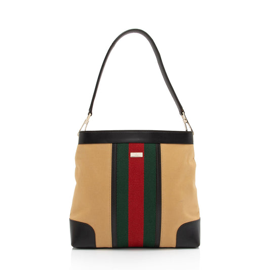 Gucci Canvas Web Shoulder Bag (SHF-KhYFg1)