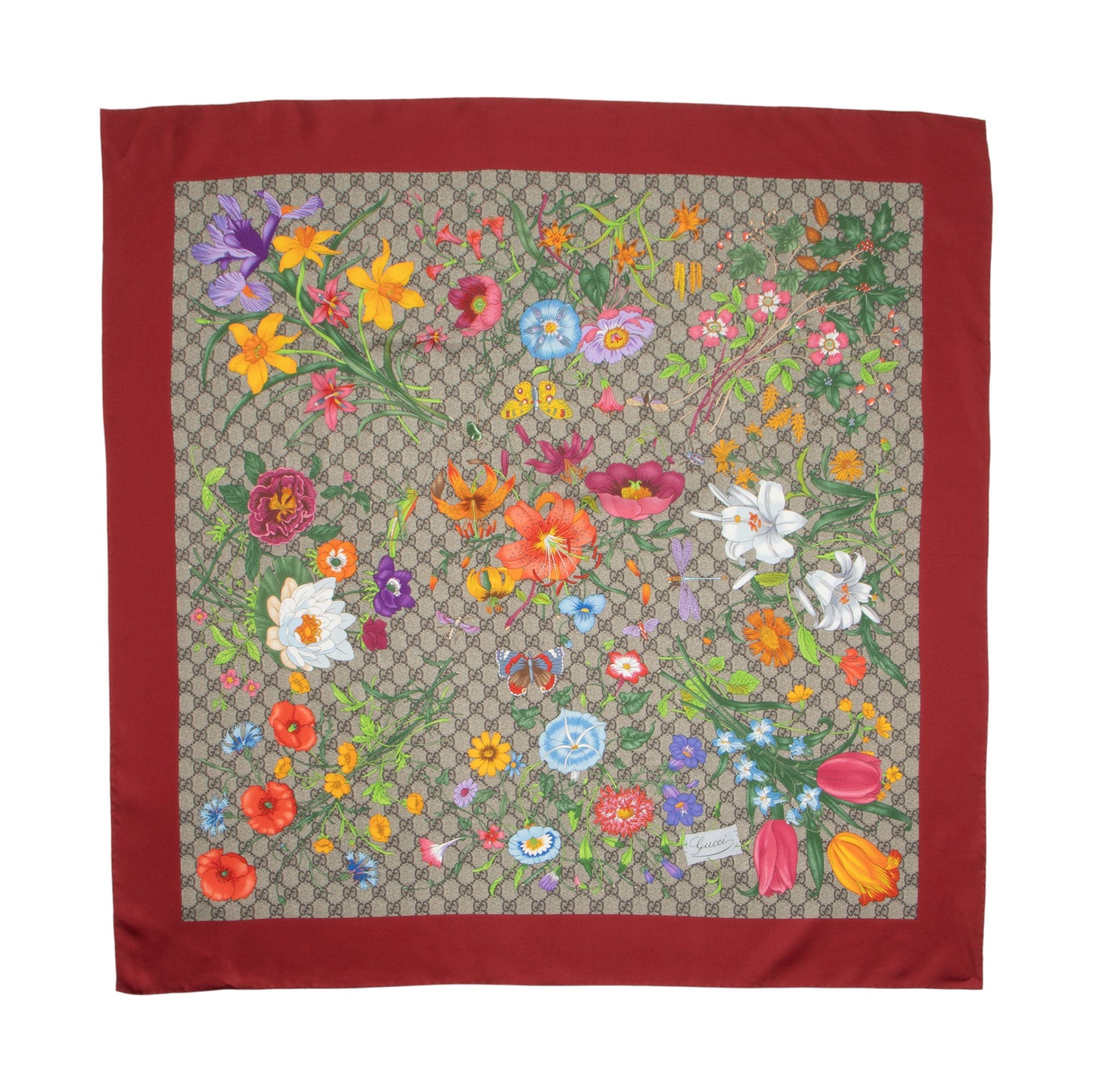 Gucci Silk Twill Flora 90cm Scarf (SHF-PvctBh)