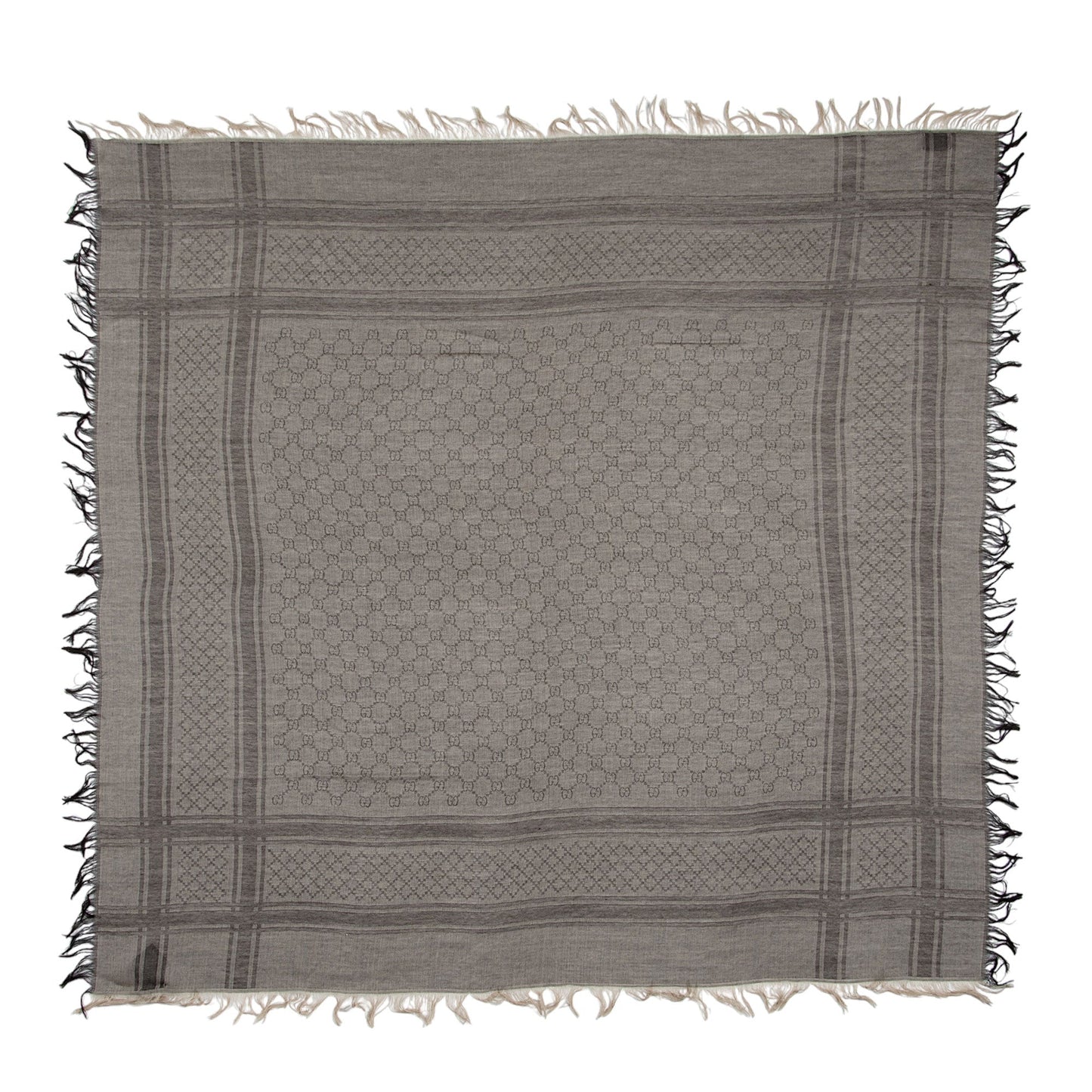 Gucci Silk Wool Monogram Diamante 140cm Shawl (SHF-rcoC8C)