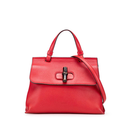 Gucci Small Leather Bamboo Daily Satchel