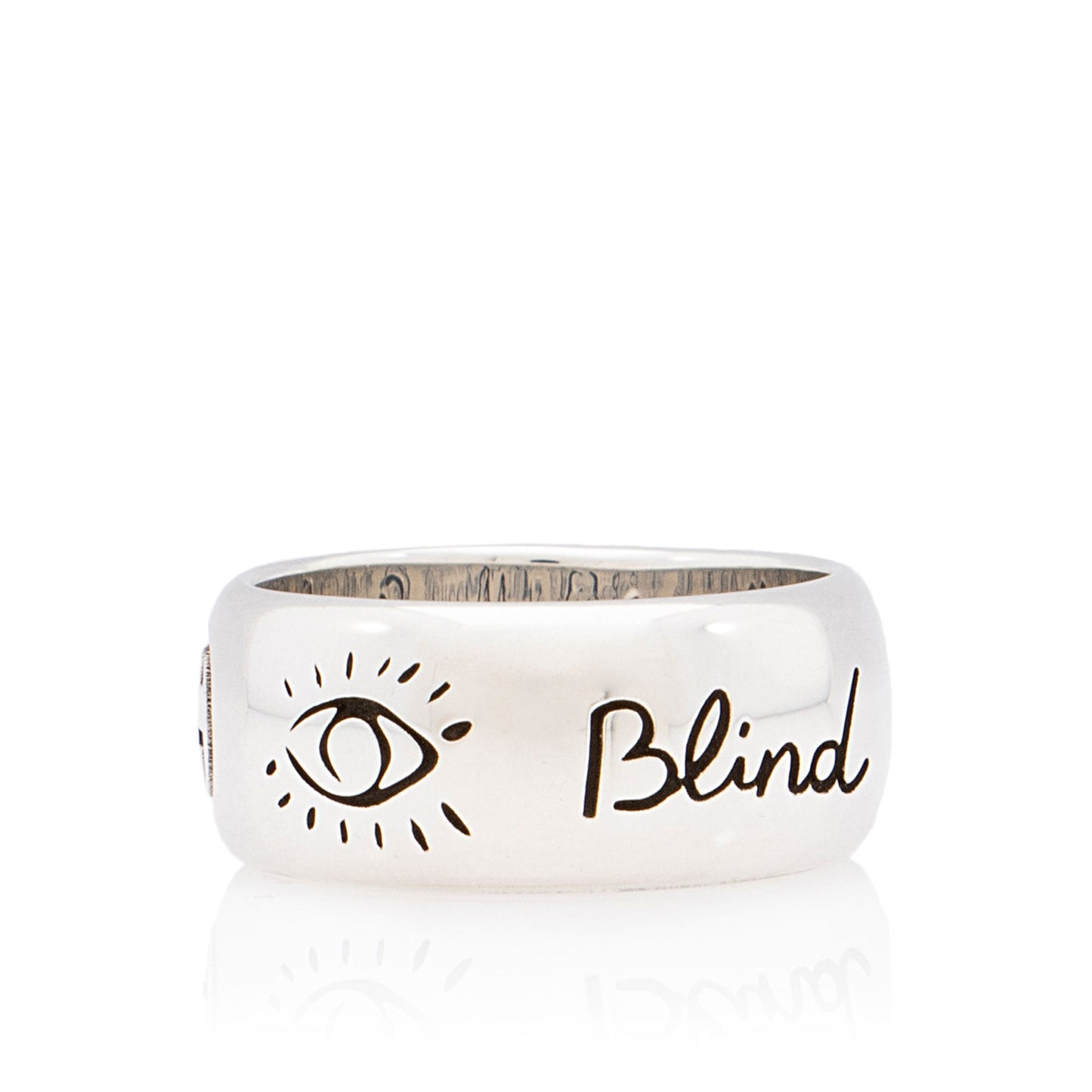 Gucci Sterling Silver Blind For Love Ring - Size 8