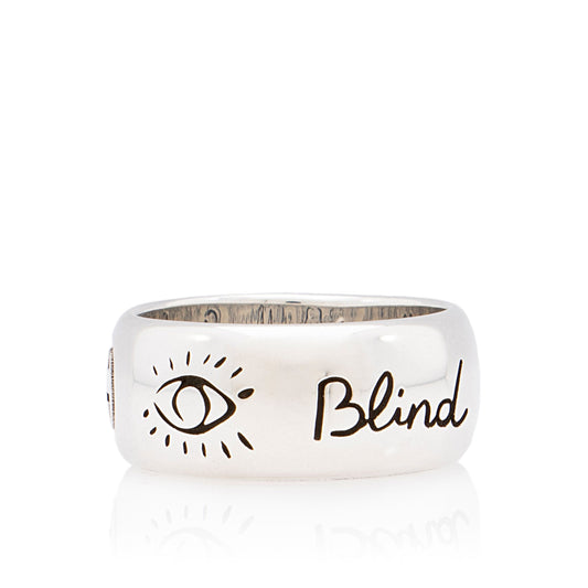 Gucci Sterling Silver Blind For Love Ring - Size 8