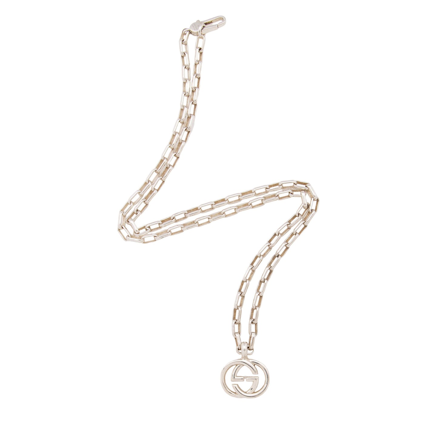 Gucci Sterling Silver Interlocking GG Pendant Necklace (SHF-tsIFyV)