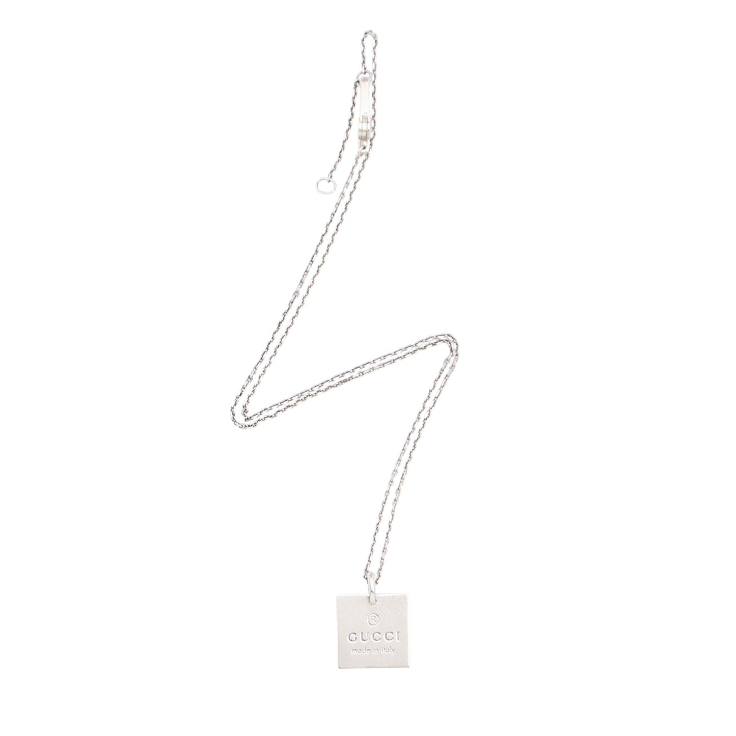 Gucci Sterling Silver Square Logo Pendant Necklace
