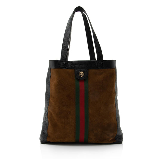 Luxury Gucci Suede Ophidia Vertical Large Shopping Tote (SHF-SeZMpK)