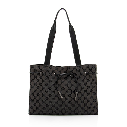 Gucci Vintage GG Canvas Drawstring Tote (SHF-psl0Np)
