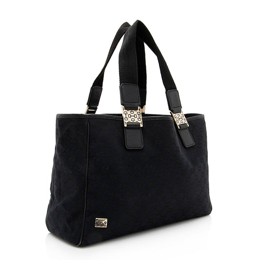 Gucci Vintage GG Canvas Horsebit Small Tote (SHF-19171)