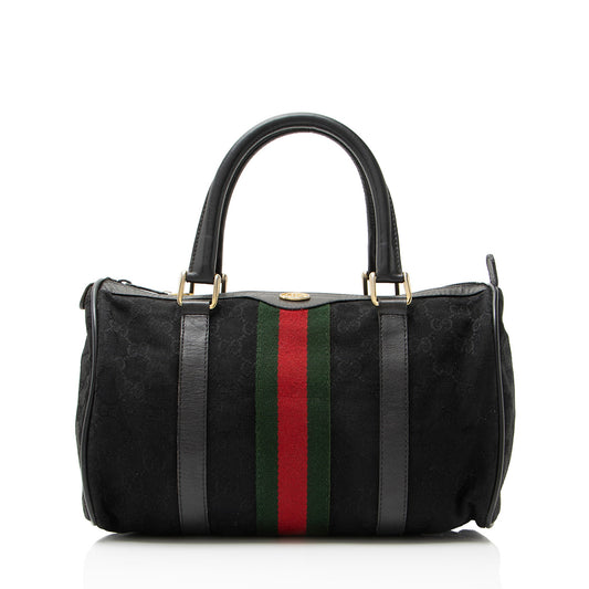 Gucci Vintage GG Canvas Web Small Boston Bag