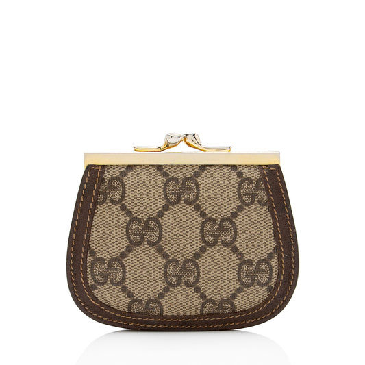 Gucci Vintage GG Supreme Kiss Lock Coin Pouch (SHF-xxZ0al)
