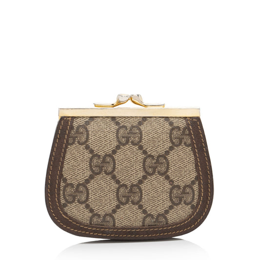 Gucci Vintage GG Supreme Kiss Lock Coin Pouch (SHF-IEIBOo)
