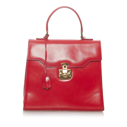 Gucci Vintage Lady Lock Leather Satchel (SHG-30735)