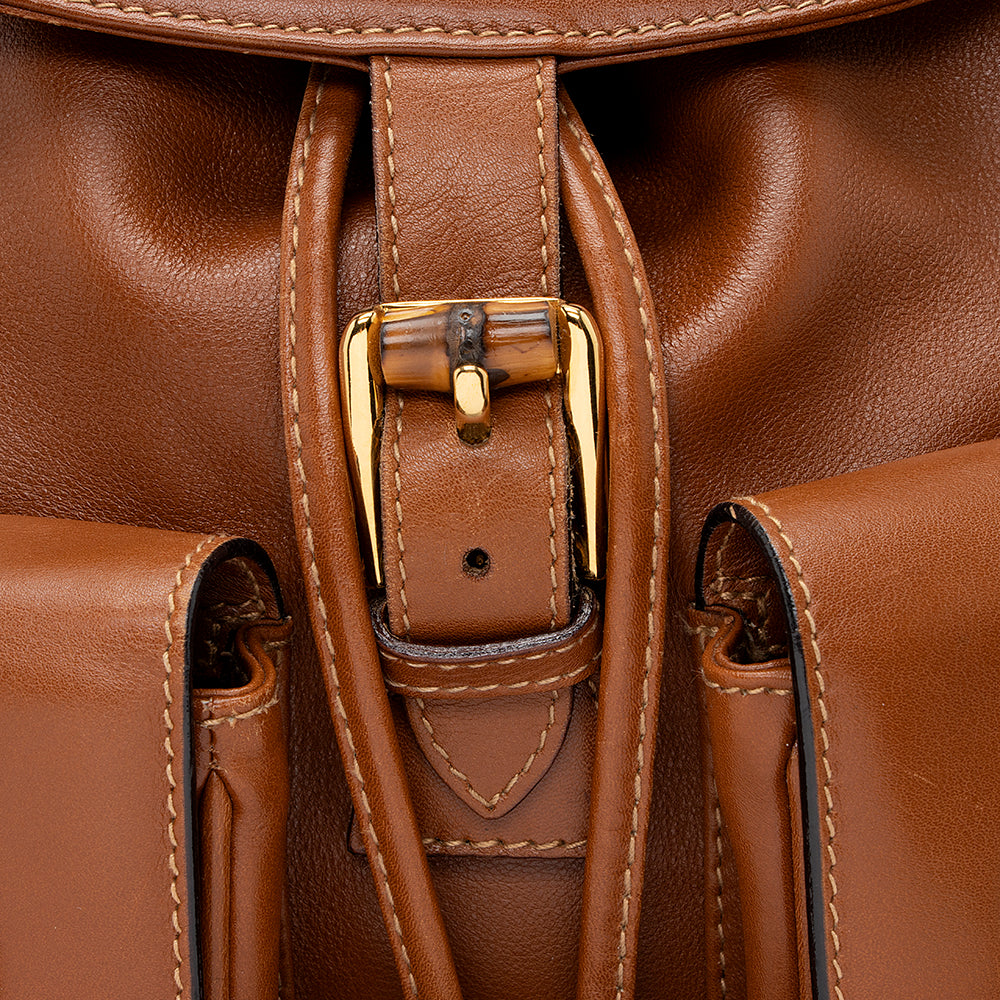 Gucci Vintage Leather Bamboo Backpack (SHF-19555)