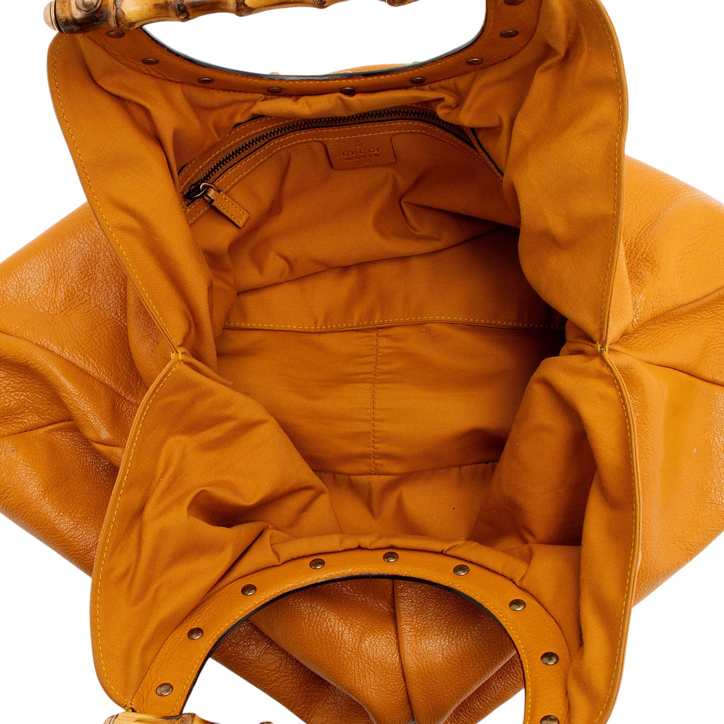 Gucci Vintage Leather Bamboo Studded Hobo