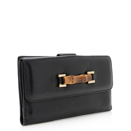 Gucci Vintage Leather Bamboo Wallet (SHF-20931)