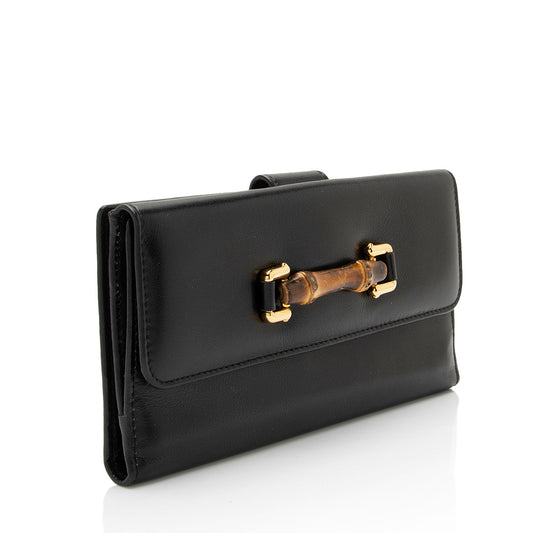 Gucci Vintage Leather Bamboo Wallet (SHF-6HBZUJ)