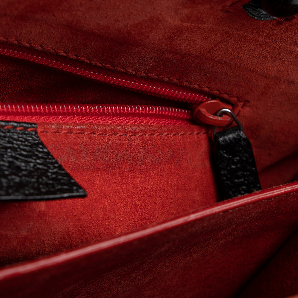 Gucci Vintage Leather Cinghiale Bamboo Tote (SHF-15878)