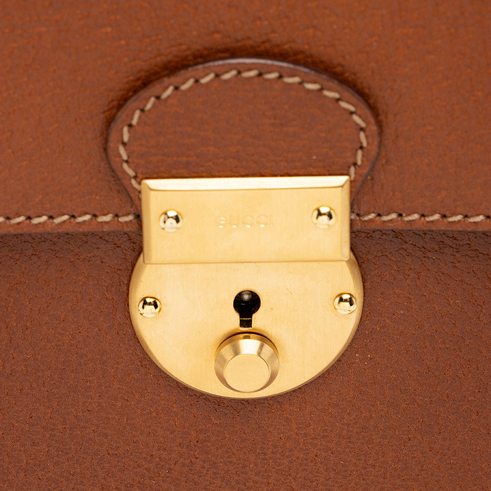 Gucci Vintage Leather Push Lock Satchel - FINAL SALE (SHF-19014)