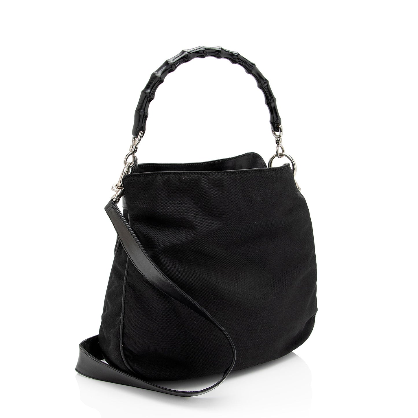 Gucci Vintage Nylon Bamboo Hobo (SHF-4WRjjt)