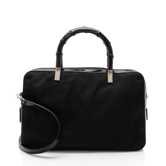 Gucci Vintage Nylon Bamboo Satchel
