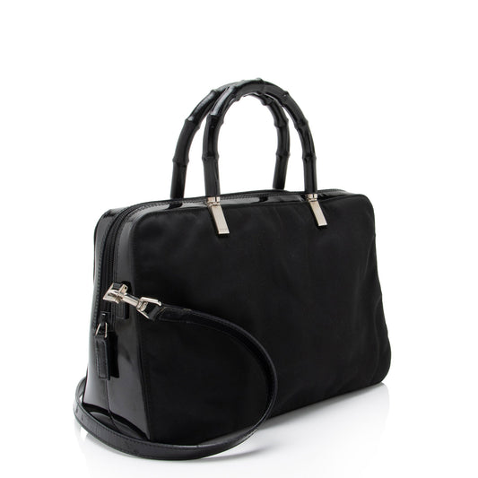 Gucci Vintage Nylon Bamboo Satchel