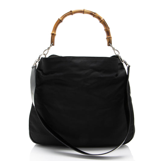 Gucci Vintage Nylon Bamboo Shoulder Bag