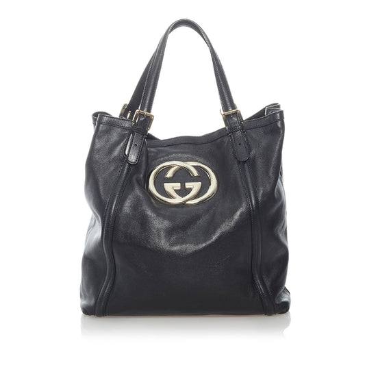 Gucci Web Britt Leather Tote Bag (SHG-31475)