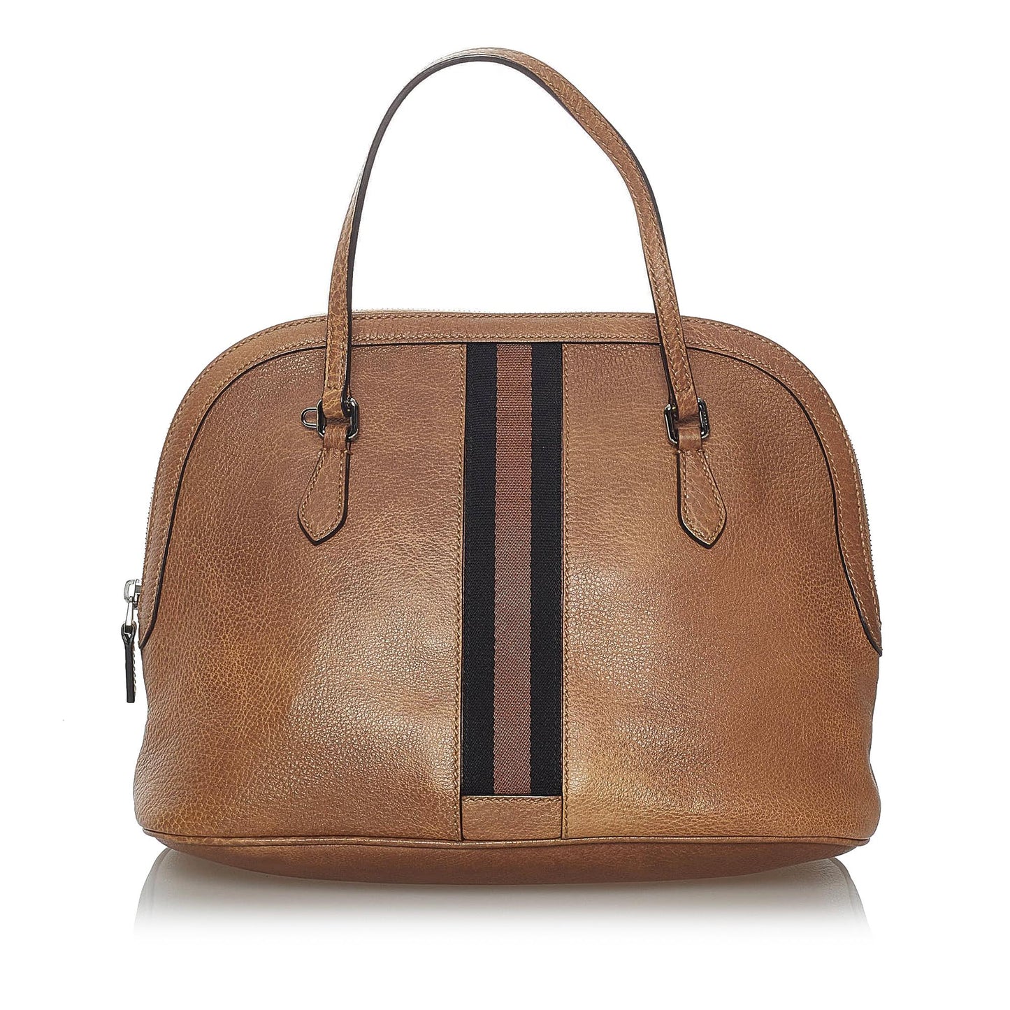 Gucci Web Dome Leather Satchel (SHG-30169)