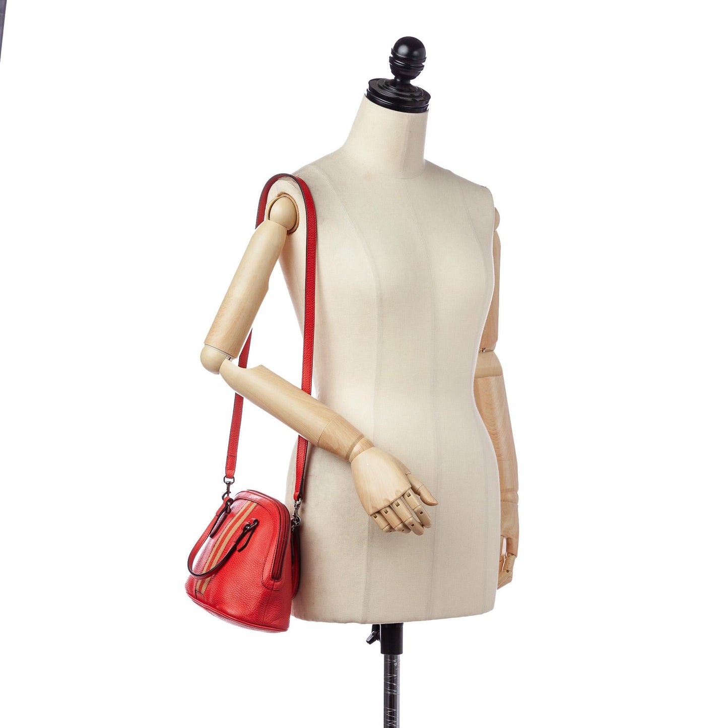 Gucci Web Dome Leather Satchel (SHG-30517)