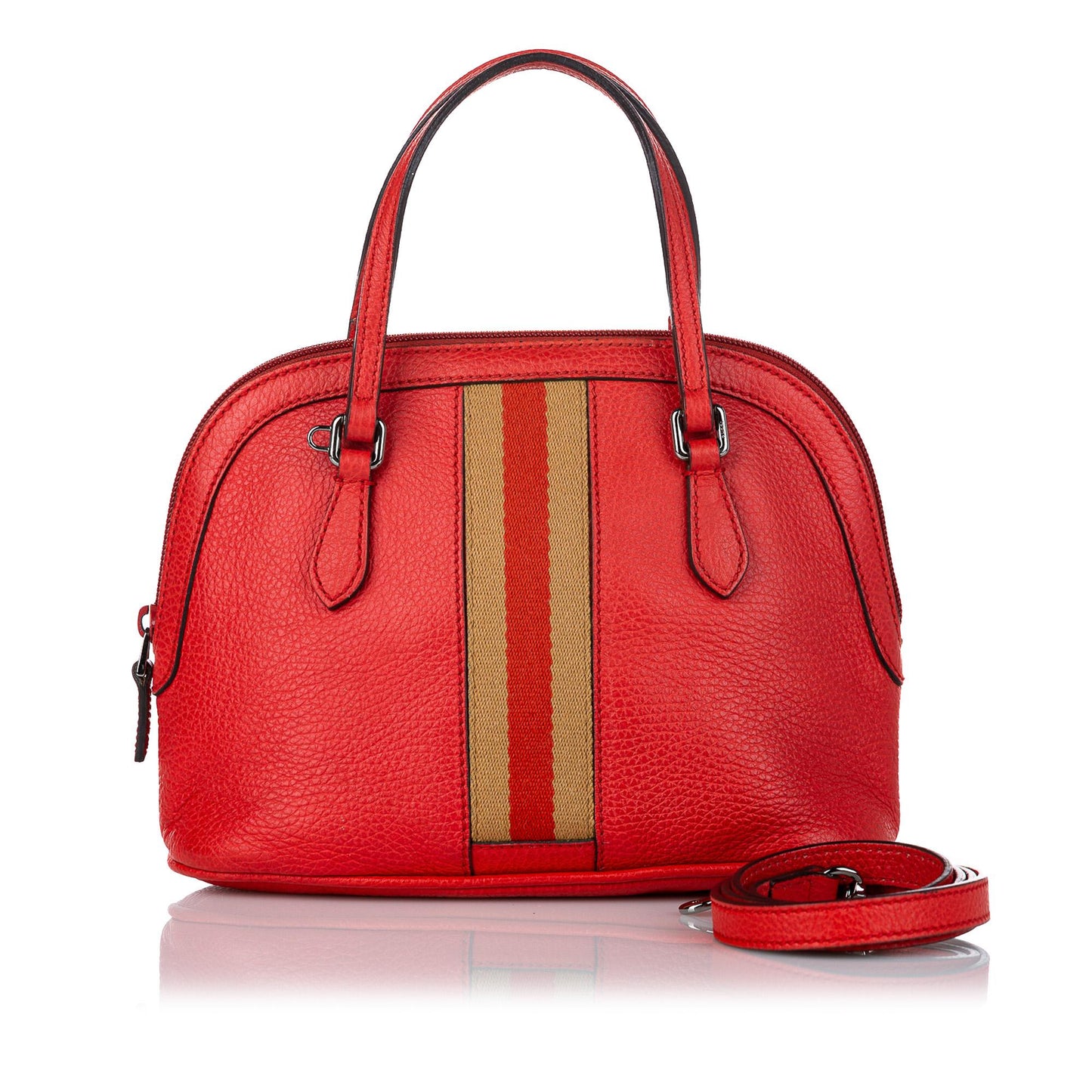 Gucci Web Dome Leather Satchel (SHG-30517)