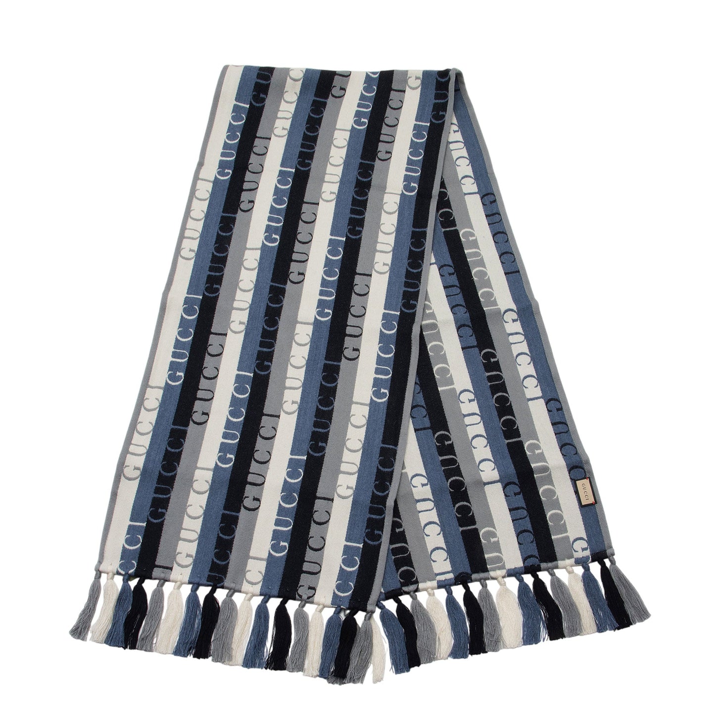 Gucci Wool Cotton Logo Wood Stripes Scarf (SHF-sad1An)