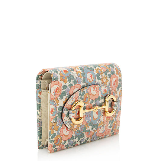 Gucci X Liberty of London Floral Calfskin Horsebit 1955 Abbey Card Case (SHF-21950)
