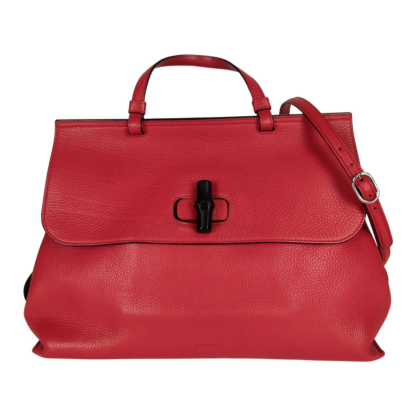 Luxury Gucci Bamboo Daily top handle bag in red leather