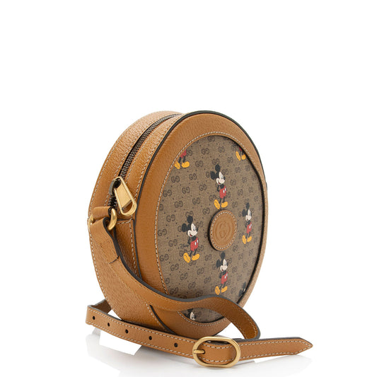 Gucci x Disney Micro GG Canvas Mickey Mouse Round Shoulder Bag (SHF-U62Lrn)