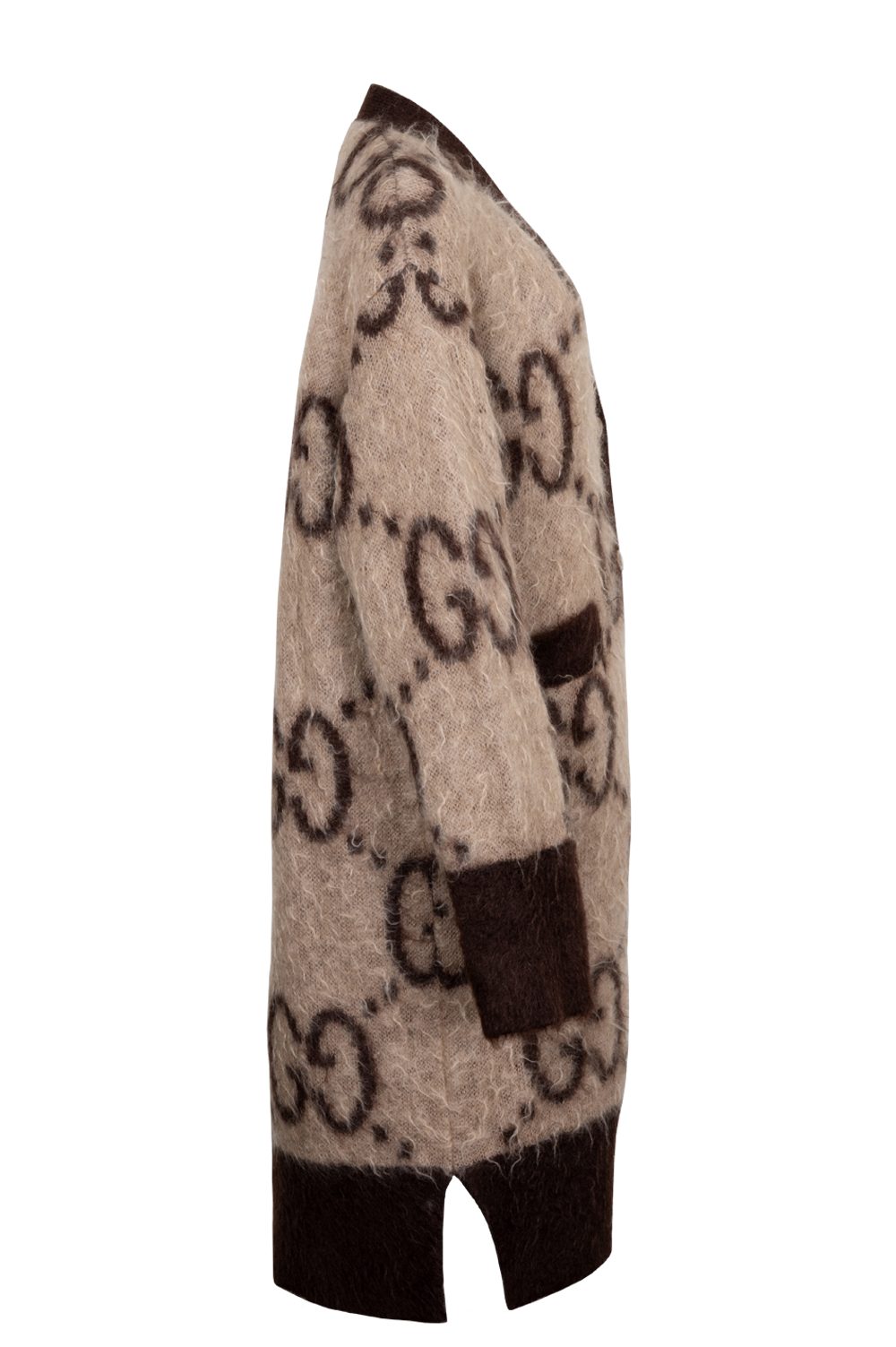Luxury Gucci Trending 2025 Reversible GG Knit Cardigan Mohair Brown