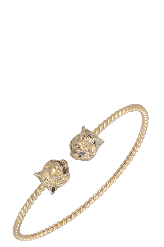 Luxury Gucci Trending 2025 Le Marche Des Vermeilles Tiger Head Bracelet 18k Yellow Gold