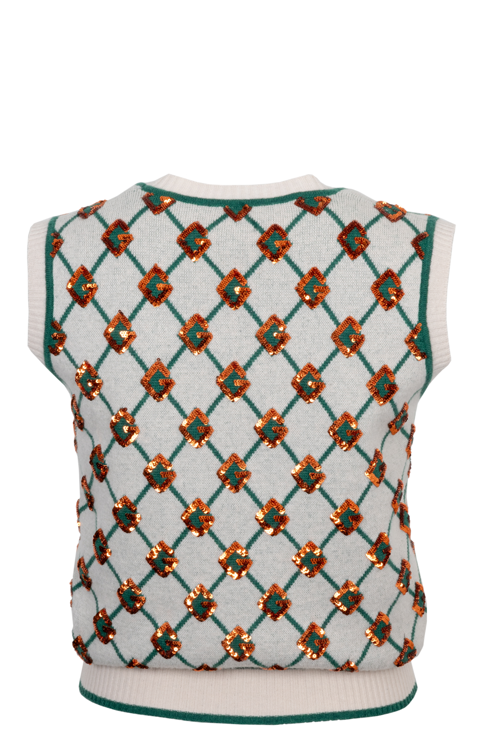 Luxury Gucci Trending 2025 Garden GG Knit Top Wool Sequins Green White