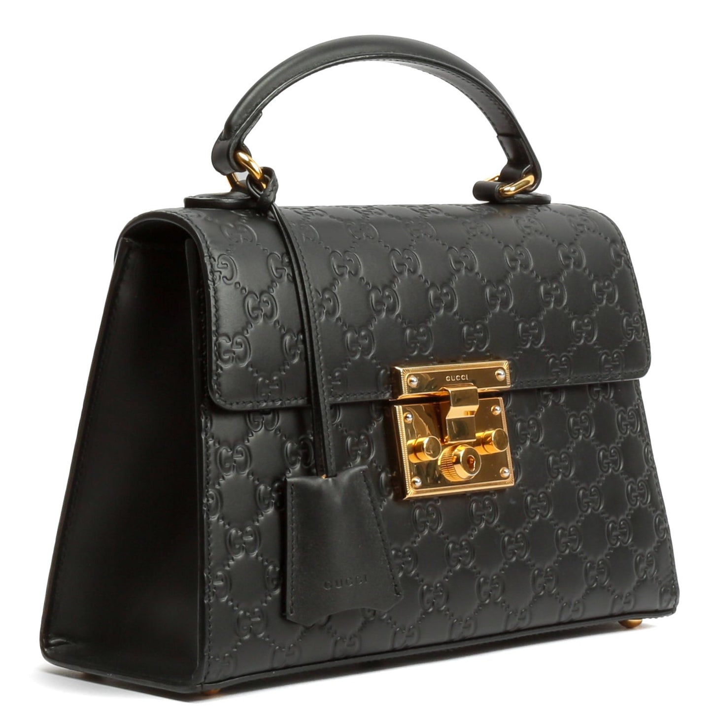 Luxury Gucci Guccissima Top Handle Padlock Bag - Black