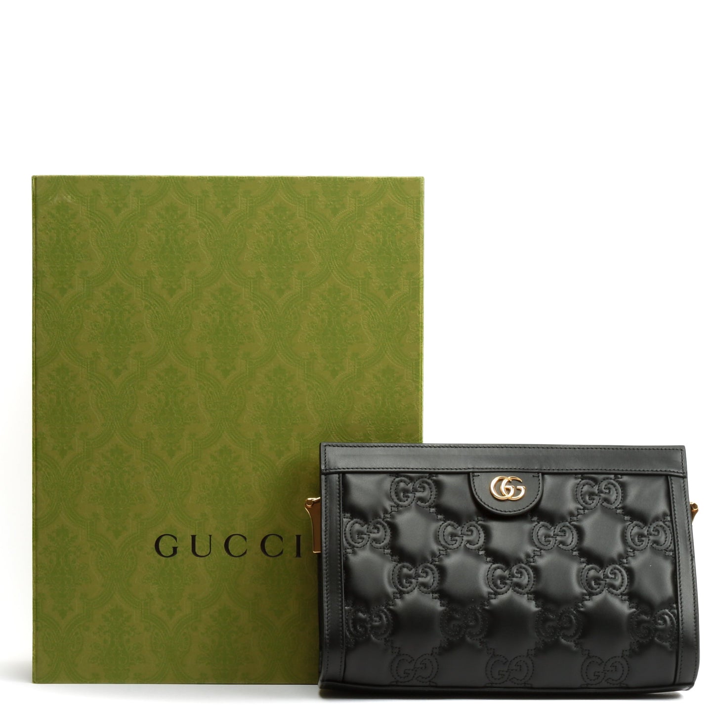 Luxury Gucci GG Matelassé Small Clutch On Chain-Black