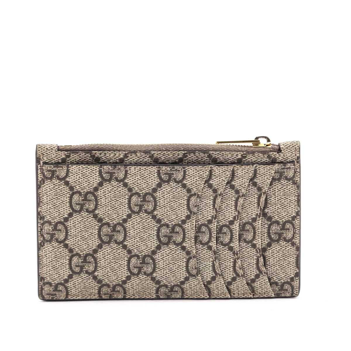 Gucci x Luxury Balenciaga Beige GG Supreme Monogram Zip Card Case