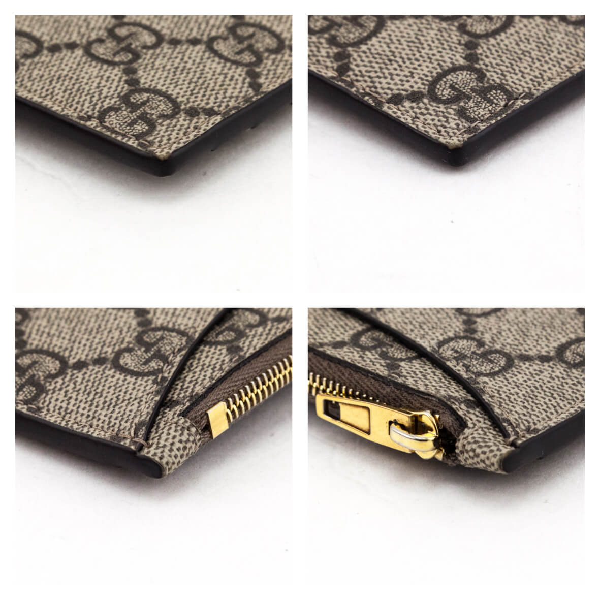 Gucci x Luxury Balenciaga Beige GG Supreme Monogram Zip Card Case