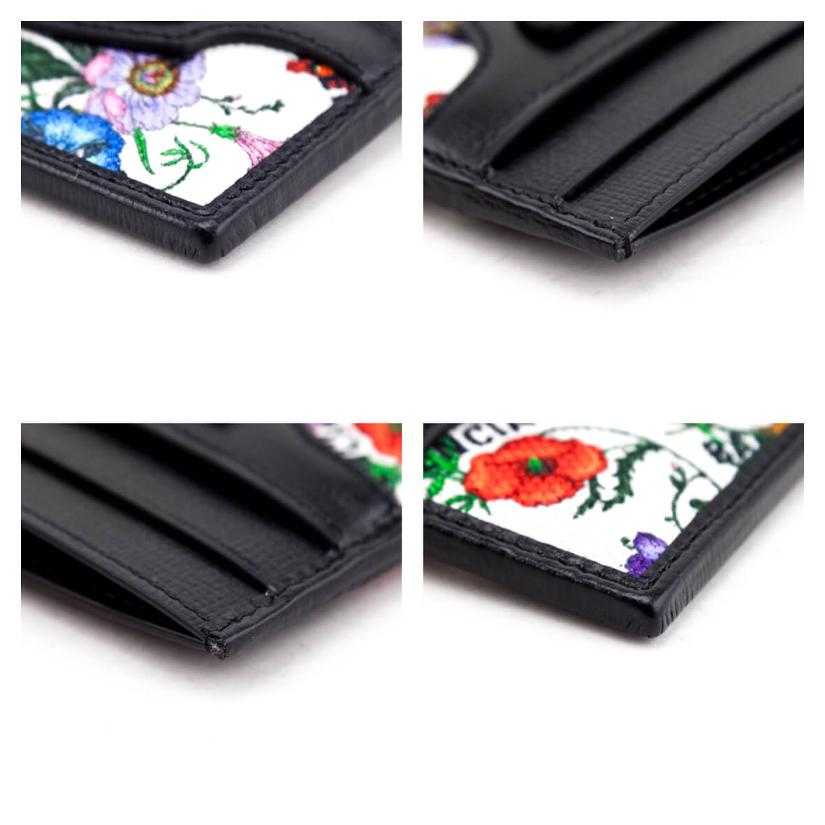 Gucci x Luxury Balenciaga Canvas Azalea Calfskin Flora Logo Print Neo Classic Card Holder