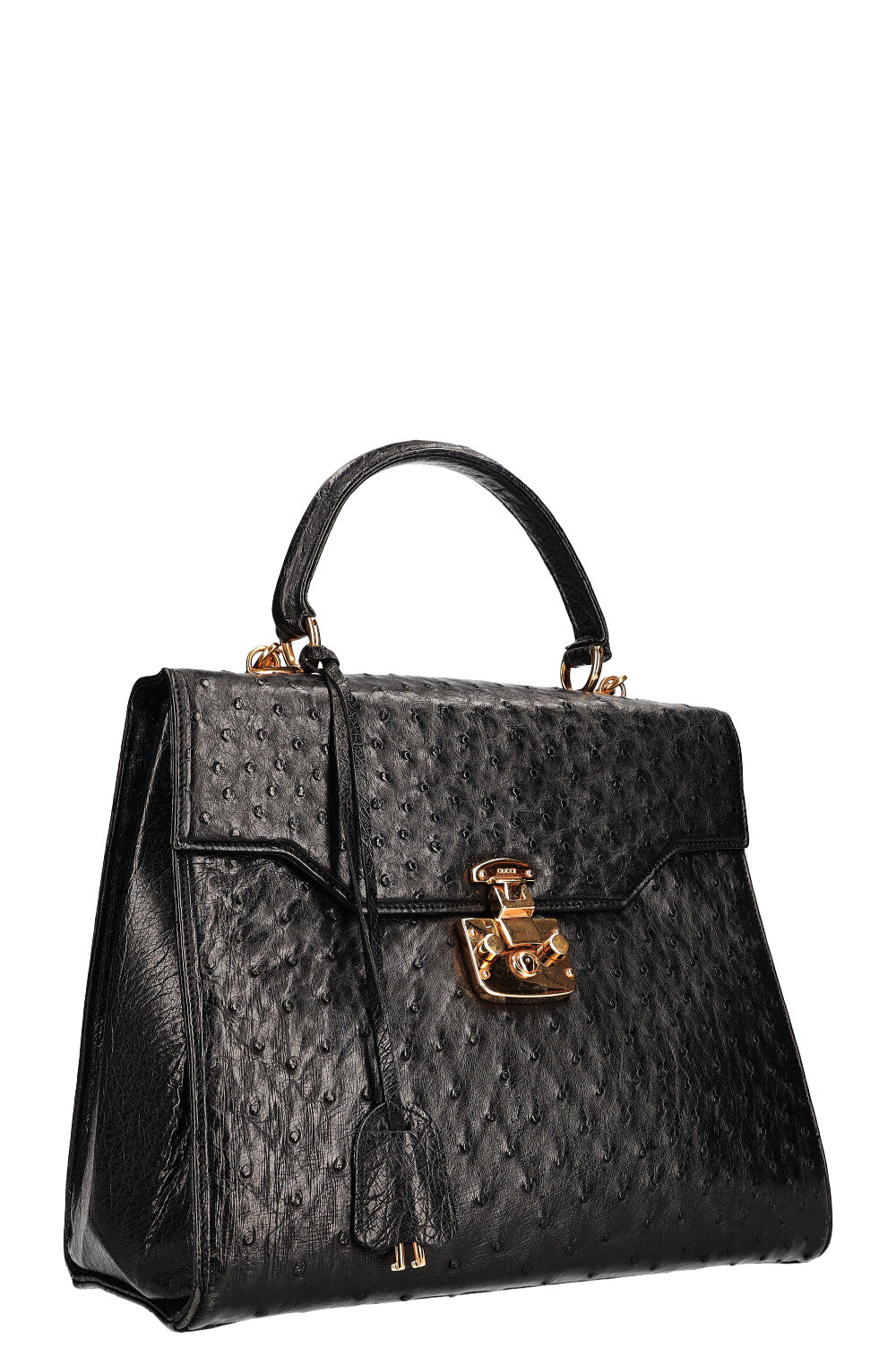 Luxury Gucci Trending 2025 Vintage Lady Lock Bag Ostrich Black
